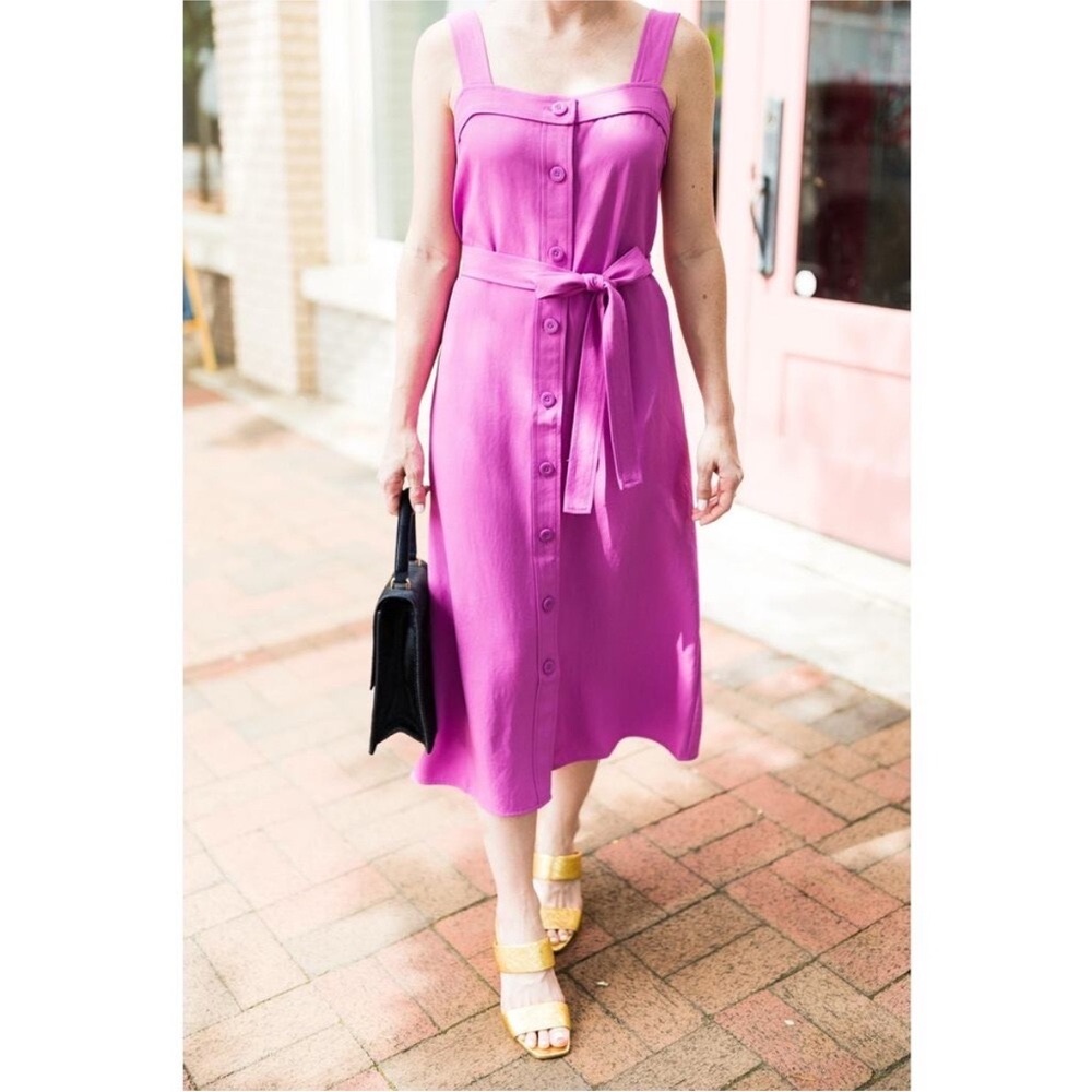 Everlane The Japanese Goweave Picnic Midi Dress Purple Fuchsia Size 8